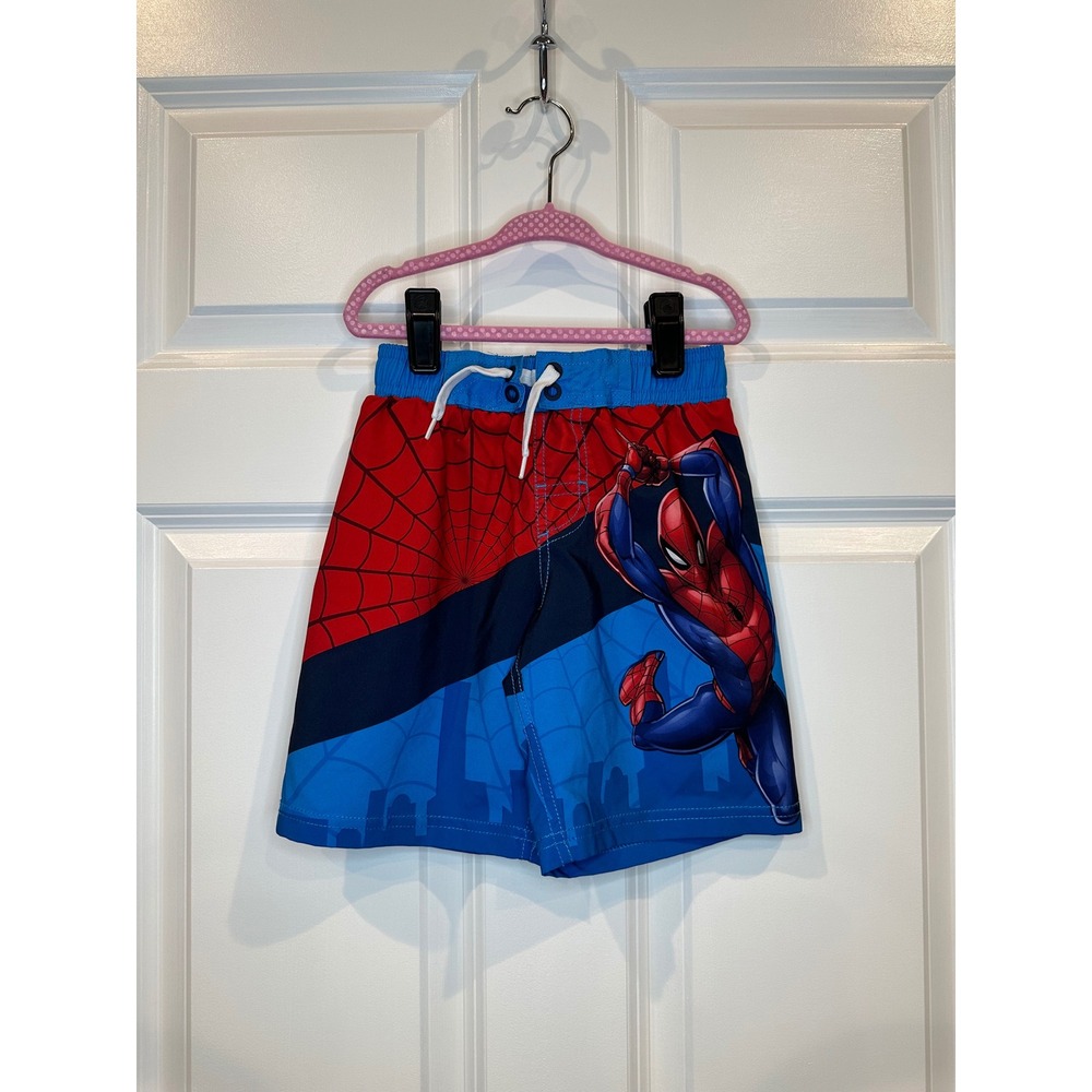 Kids Marvel Spider-Man Swim Trunks Boys Size‎ XS 4/5 Red Blue